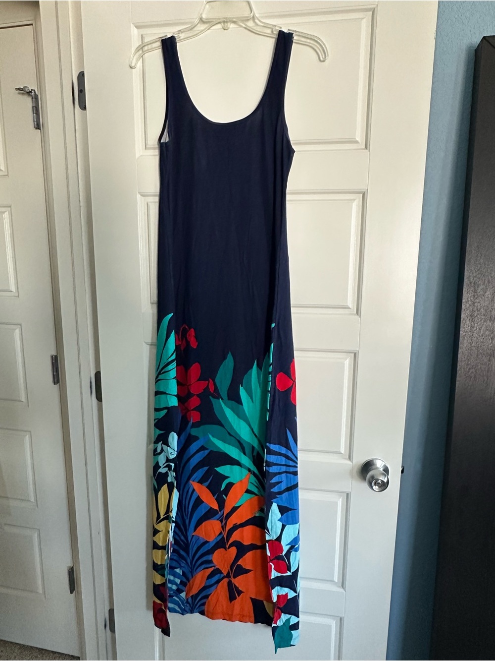 Tommy Bahama Sleeveless Navy Tropical Print Maxi Dress